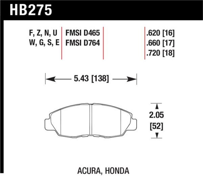 Hawk Performance HT-10 Brake Pad Sets HB275S.620 Image 1