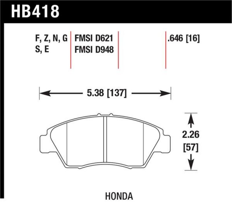 Hawk Performance HT-10 Brake Pad Sets HB418S.646 Image 1