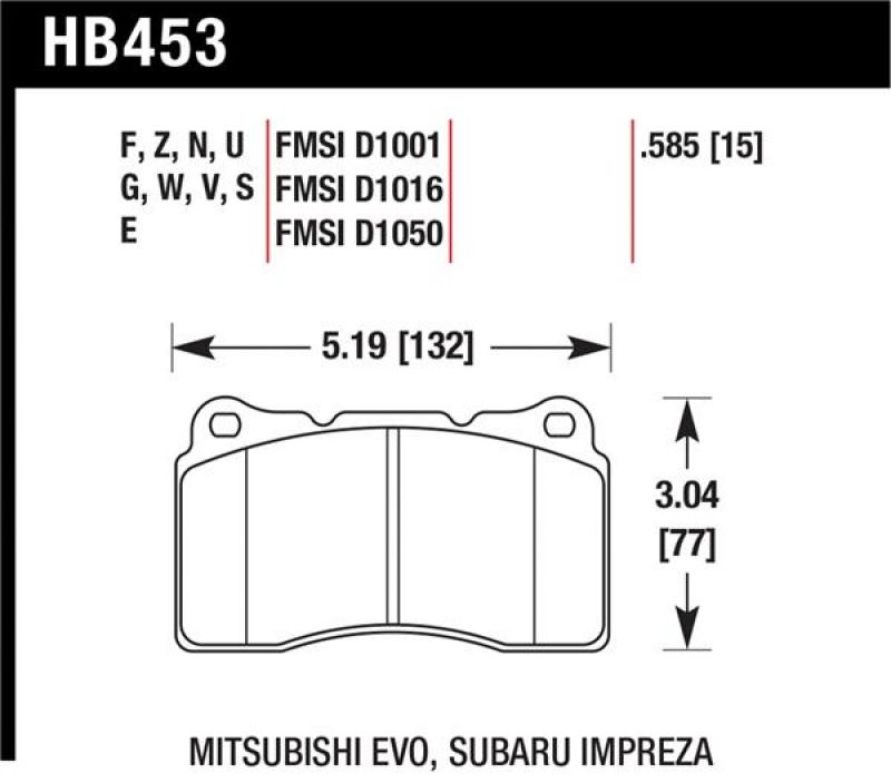 Hawk Performance Ceramic Brake Pad Sets HB453Z.585 Image 1