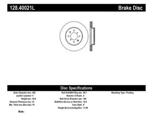Stoptech Drilled Sport Brake Rotors 128.40021L