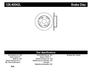 Stoptech Drilled Sport Brake Rotors 128.40042L