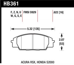 Hawk Performance HT-10 Brake Pad Sets HB361S.622