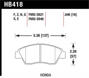 Hawk Performance HP+ Brake Pad Sets HB418N.646