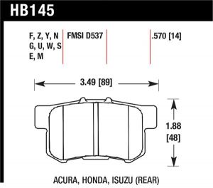 Hawk Performance HPS Brake Pad Sets HB145F.570