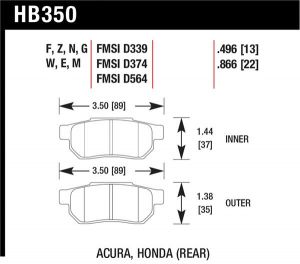 Hawk Performance Blue 9012 Brake Pad Sets HB350E.496